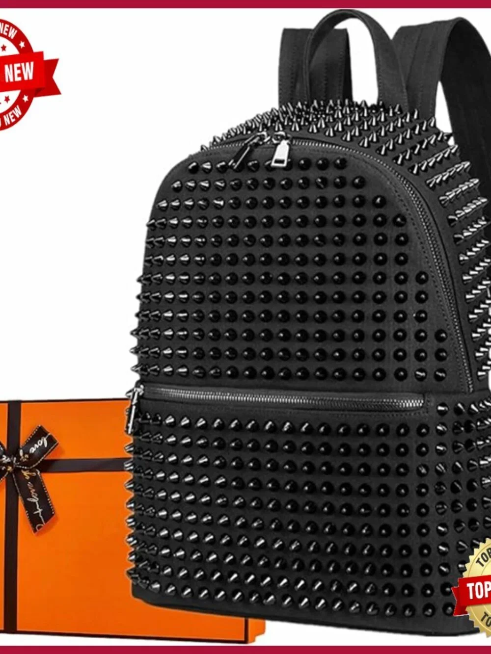 Large Studded Punk Backpack Canvas Daypack Travel Work Casual